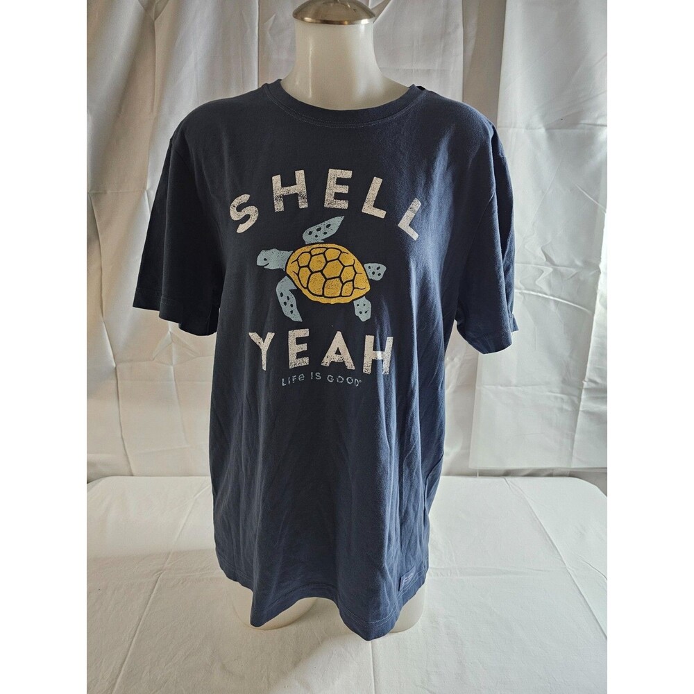 NWT Life is Good Men's T-shirt M Blue Turtle Shell Yeah Crusher